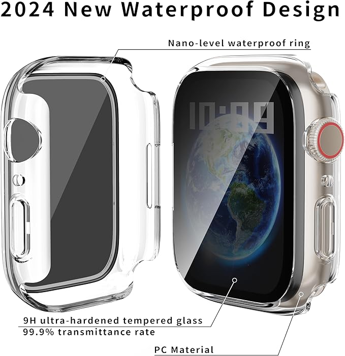 Waterproof Privacy Case Compatible with Apple Watch Series 11 10 42mm with Anti-peep Screen Protector, iWatch Face Cover Protective Bumper for iWatch Case 42mm Clear - Image 3