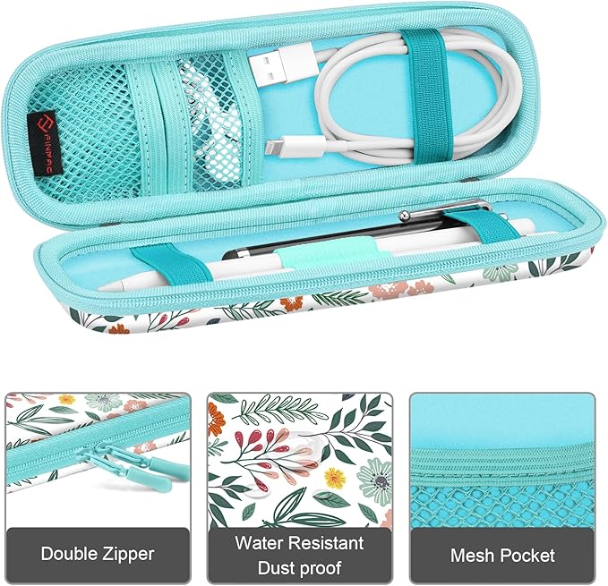Fintie Holder Case for Apple Pencil Pro, Apple Pencil (USB-C / 1st / 2nd Generation), PU Leather Carrying Bag Sleeve Compatible with Pen, USB Cable, Samsung Stylus, Spring Bloom - Image 2