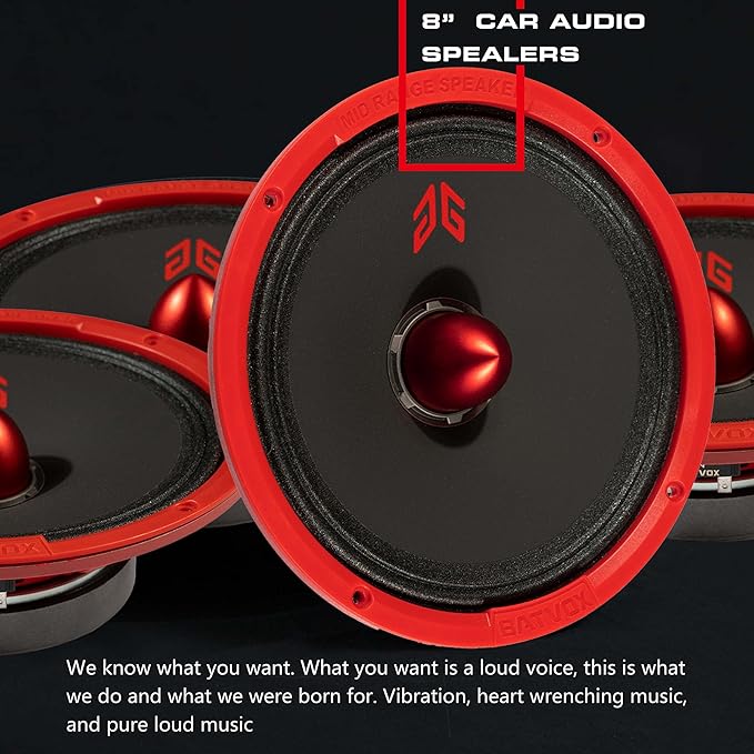 MX80E1 Loudspeaker 8 Inch Midrange 560 Watts 6 Ohms Red Bullet, Premium Quality Audio Door Speakers for Car or Truck Stereo Sound System, Red (2 Speakers) - Image 5