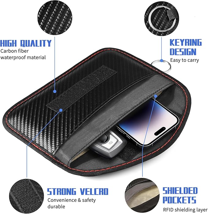 1 Pack Faraday Pouch Bag for Phone and Car Keys, RFID Signal Blocking Holder, Faraday Key Fob Protector, Anti-Theft Key Fob Case - Image 3