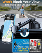 【98+LBS Strongest Suction & Military-Grade】Ultimate Car Phone Mount【Patent & Safety Certs】 Cell Phone Holder Truck Stand for Dashboard Windshield Vent for iPhone 17 Pro Max 16 15 Samsung,Dark Grey - Image 4