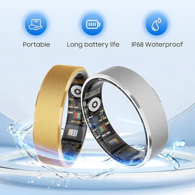 Smart Health Ring Fitness Tracker with Stress & Sleep Monitoring, Waterproof Activity Tracker, Compatible with iOS & Android, No Subscription Fee, Lightweight Wearable for Women & Men (Black, 8) - Image 4
