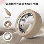 Protector Compatible for Oura Ring 4/Gen 4 Ceramic/Gen 3 Cover,Silicone Anti-Scratch Elastic Ring Finger Case Woking Out Gym for Women Men-LightCoffee+DarkCoffee-S for 4/5/6/7 - Image 4