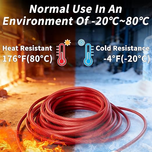 10 Gauge Wire 25FT Red Copper Clad Aluminum CCA Battery Cable, Primary Power/Ground Cable for Car Audio Speaker, RV Trailer, Amp, Inverter RV Truck, Marine, Solar Equipment, Translucent Jacket - Image 3