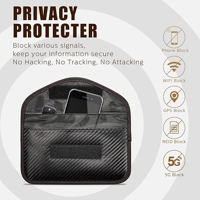 Frienda 4 Pieces Faraday Bags Phone for Key Fob Protector Car RFID Signal Blocking GPS Anti-tracking Faraday Pouch Shielding Wallets for Cell Phone Privacy Card Protection(Carbon Fiber) - Image 3