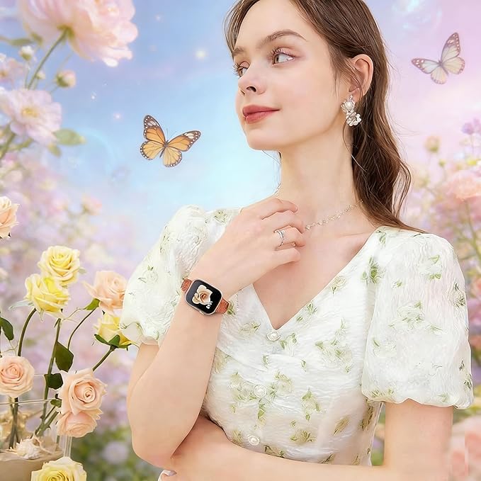 AMSKY 6 Pack Slim Floral Engraved Bands Compatible with Apple Watch Band 40mm 41mm 42mm 38mm 44mm 45mm 46mm 49mm for Women,Cute Silicone Sport Strap for iWatch Series 11 10 Ultra 9 8 7 6 5 4 3 2 1 SE - Image 5