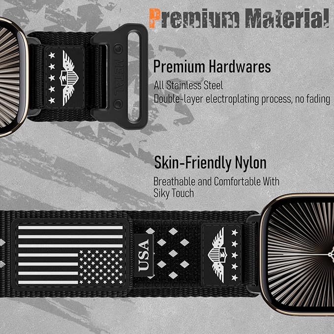Rugged Nylon Bands for Apple Watch Ultra 2 Band 49mm 46mm 45mm 44mm 42mm(S3/2/1) Men,Breathable Holes Sport Strap With US Flag Wristband for iWatch band Ultra 3/2/1 Series 11 10 9 8 7 6 5 4 3 SE3/2/1 - Image 4