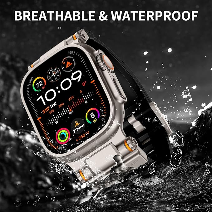 FOAMUNOC Rugged Band Compatible with Apple Watch Ultra 3/2/1 Band 49mm/46mm/45mm/44mm/42mm, Metal Connector with Strap for iWatch Ultra Series 11/10/9/8/7/6/SE3/SE2/SE/5/4/3/2/1, Black/Titanium - Image 5