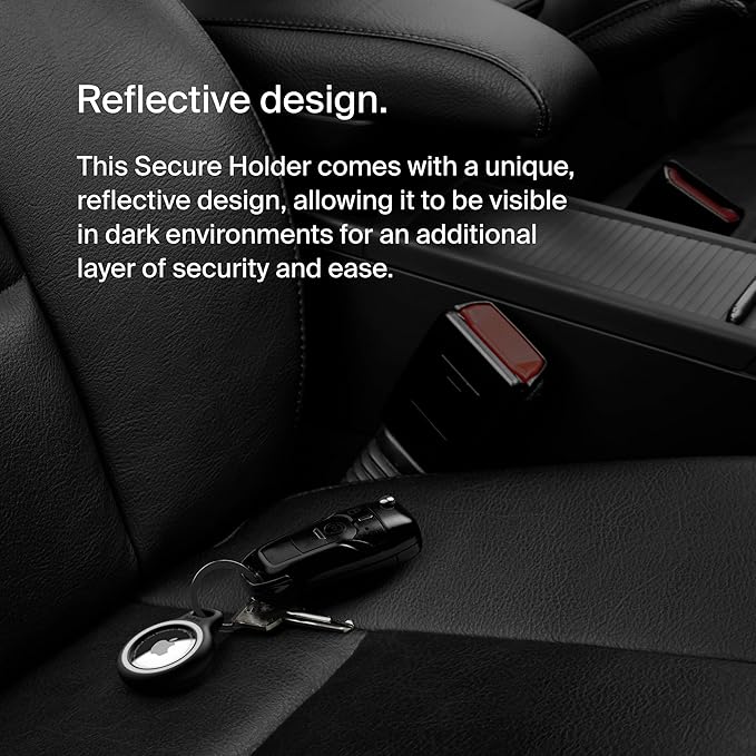 Belkin Apple AirTag Reflective Secure Holder w/Key Ring, Scratch-Resistant Case w/Raised Edges - Protective AirTag Keychain Accessory for Keys, Child Tracking Device, Pets - Grayscale (4-Pack) - Image 5