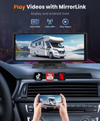 Podofo 10.26inch Wireless Carplay Screen for Car,Wireless Carplay Android Auto,1080P IPS Touch Screen 2 Bluetooth/Hands-Free/GPS/FM/Aux/TF Card/MirrorLink/Camera Not Included - Image 5