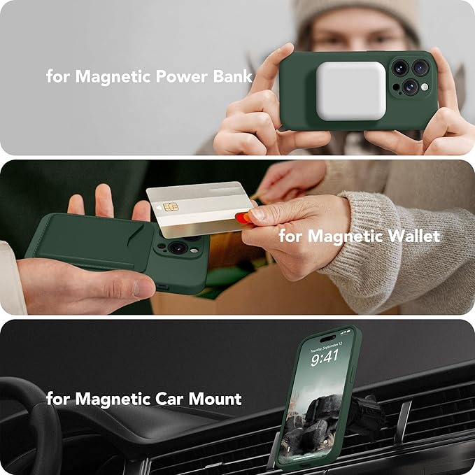 Magnetic for iPhone 13 Pro Max Case, Compatible with MagSafe, [Full Camera Protection][Screen Protector] Silicone Shockproof Protective Phone Case for iPhone 13 Pro Max 6.7", Alpine Green - Image 5