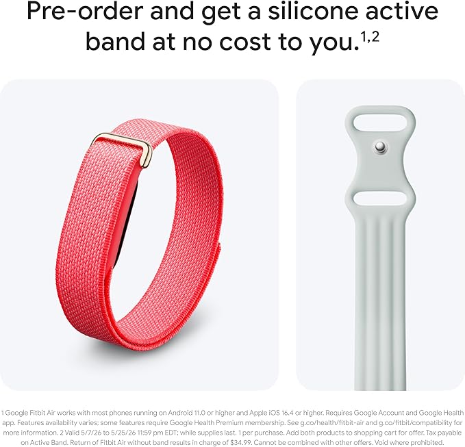 Google Fitbit Air - Berry with Large Fog Active Band Bundle - Image 2