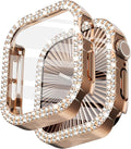 Surace Bling Apple Watch Case with Screen Protector Compatible with Apple Watch Series 11 Series 10 42mm, Crystal Diamond Overall Protective Case Face Cover Bumper 42mm, Rose Gold by Surace