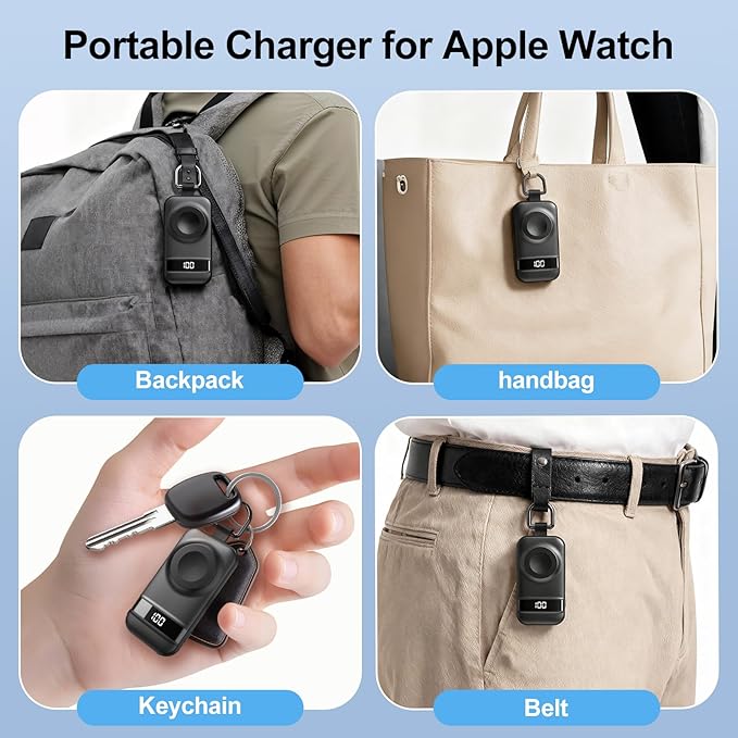 5W Fast Portable Charger for Apple Watch, 2500mAh & Digital Display – Magnetic Fast Charging iWatch Charger for Travel – for Apple Watch Series - Image 9