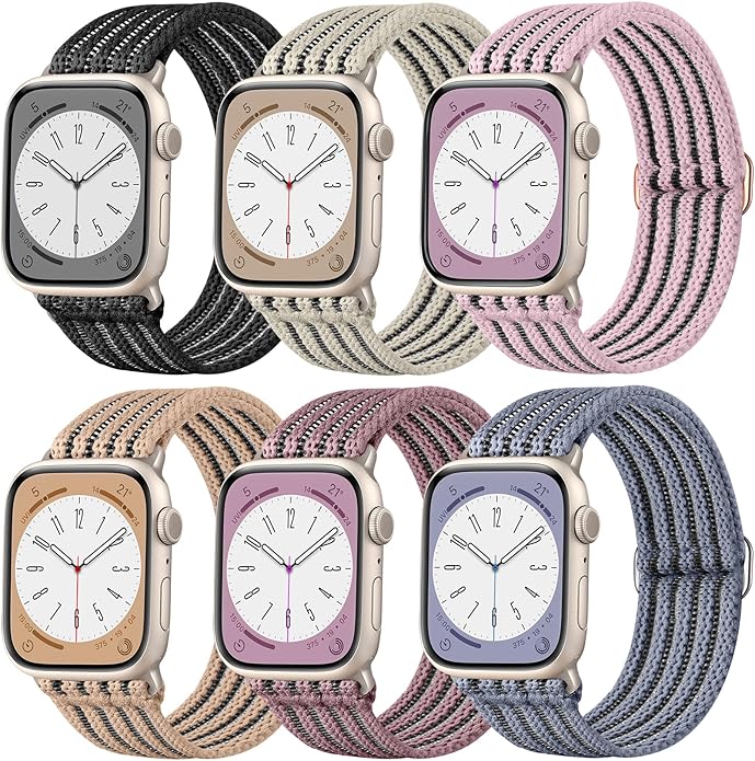 Braided Stretchy Band Compatible with Apple Watch Bands 38mm 40mm 41mm 42mm 44mm 45mm 46mm 49mm for Women Men, Adjustable Nylon Solo Loop Elastic Straps for iWatch Series 10 9 8 7 6 5 4 3 2 1 SE Ultra by Unknown