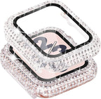 Surace Compatible with Apple Watch Case 42mm, 300 Diamonds with Screen Protector for Apple Watch Series 6/5/4/3/2/1, Bling Case Tempered Glass Protective Cover for 38mm 40mm 42mm 44mm, Clear by Surace