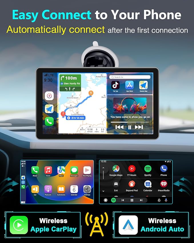 Thybro Portable Apple Carplay with Backup Camera: Plug-Play 15-Mins DIY Installation Carplay Screen - Compatible with 99% of Older Cars Upgraded - Wireless Seamless Connection for Apple/Android Auto - Image 2