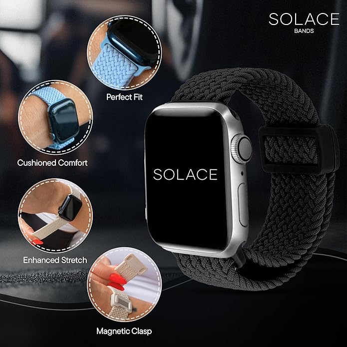 Solace Bands Imperium Adapt Wide Adjustable Nylon Braided Watch Band - Compatible with All Apple Watches - Solace Apple Watch Bands for Women & Men - Smart Watches Band Series 11-1, Ultra, SE - Image 5