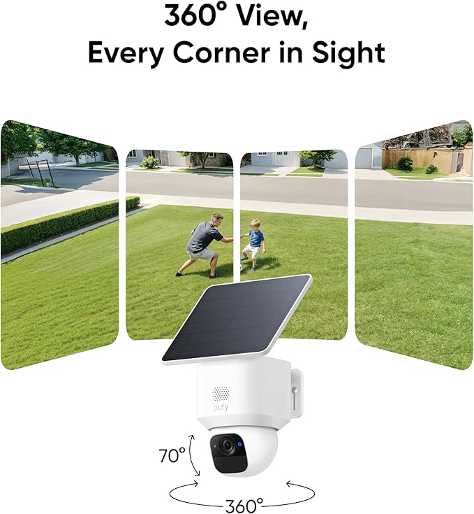 eufy Security SoloCam E30, Security Cameras Wireless Outdoor, Solar Camera Outdoor Wireless, 360° Pan, AI Tracking, 2K Clarity, No Monthly Fee - Image 2