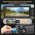 3 Channel 4K Dash Cam Front Rear and Inside with 5G WiFi & APP Control, 4K/2.5K+1080P+1080P Dashcam for Car, Dash Camera with 64GB Card, 24H Parking Monitor, Night Vision, Loop Recording, G-Sensor - Image 2