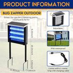 Qualirey 1 Pcs Solar Bug Zapper Outdoor Waterproof Mosquito Zapper with 3000v High Powered Rechargeable Electric Mosquito Killer with Grounding Bracket Fly Insect Trap for Patio Garden - Image 2
