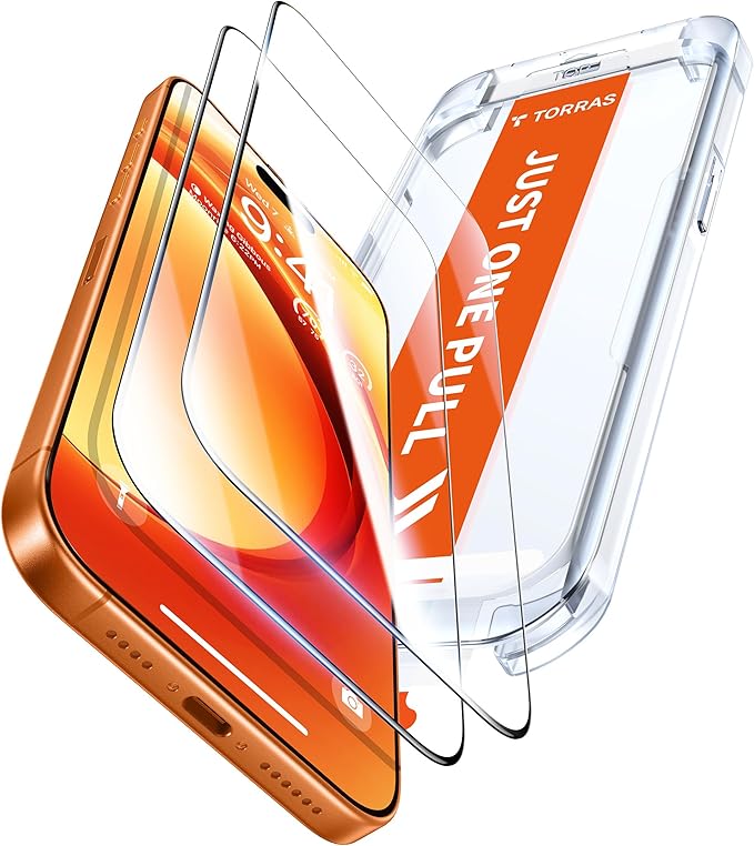 TORRAS Unbreakable for iPhone 17 Pro Screen Protector, 9H+ Military-Grade,12 FT Shatterproof, Aerospace Tempered Glass 2 Pack - Full Coverage, Anti-Scratch, Bubble-Free, Easy Installation,6.3 inch by TORRAS