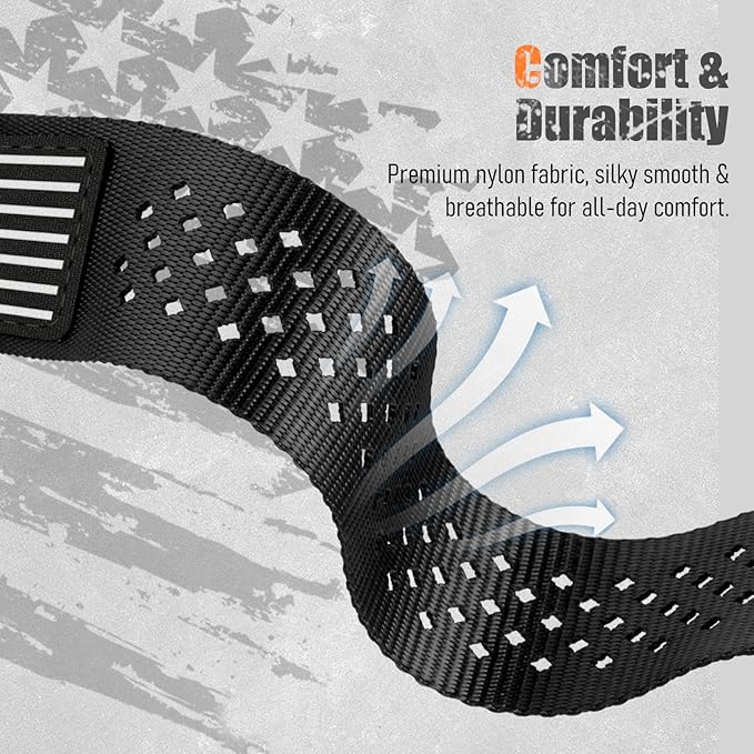 Rugged Nylon Bands for Apple Watch Ultra 2 Band 49mm 46mm 45mm 44mm 42mm(S3/2/1) Men,Breathable Holes Sport Strap With US Flag Wristband for iWatch band Ultra 3/2/1 Series 11 10 9 8 7 6 5 4 3 SE3/2/1 - Image 5