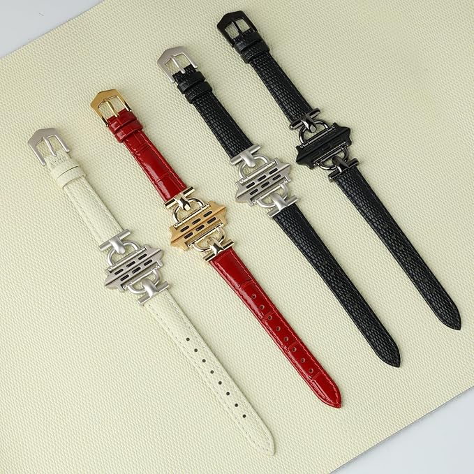 Leather Band Compatible with Apple Watch Bands for Women, Dressy Fancy Strap for iWatch Series 11/10/9/8/7/6/5/4/3/2/1/se/Ultra/Ultra 2(49mm 46mm 45mm 44mm 42mm,Milky White/Starlight) - Image 5
