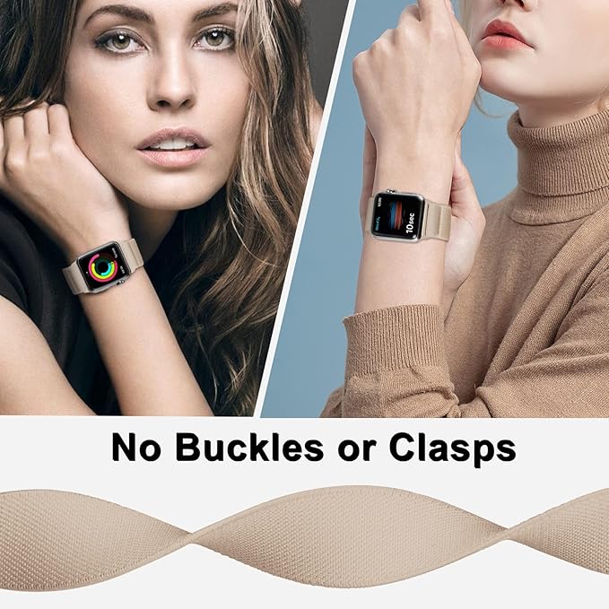 Stretchy Nylon Solo Loop Bands Compatible with Apple Watch 38mm 40mm 41mm 42mm 44mm 45mm 46mm 49mm Ultra 2 iWatch Series 11 10 9 8 7 SE 6 5 4 3 2 1 Strap,Sport Elastic Braided Women Men - Image 4