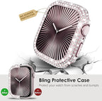 KADES Bling Case Compatible for Apple Watch Series 11/10 46mm, Sparkly Full Diamond Protective PC Bumper Cover, Rhinestone Frame for Women, 46mm-Original Pink - Image 5