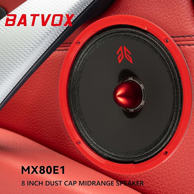 MX80E1 Loudspeaker 8 Inch Midrange 560 Watts 6 Ohms Red Bullet, Premium Quality Audio Door Speakers for Car or Truck Stereo Sound System, Red (2 Speakers) - Image 7