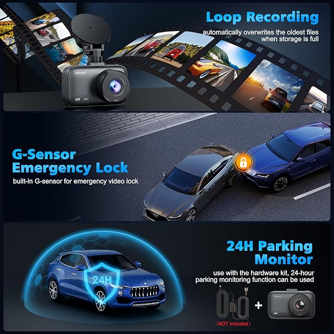 Dash Cam Front and Rear, 4K Dual Dash Cam with CPL Filter, Dash Camera for Cars-5GHz WiFi, 3" IPS Screen Dashcams for Cars with 64GB Card, App Control, Night Vision, Parking Monitor, Support 256GB Max - Image 7