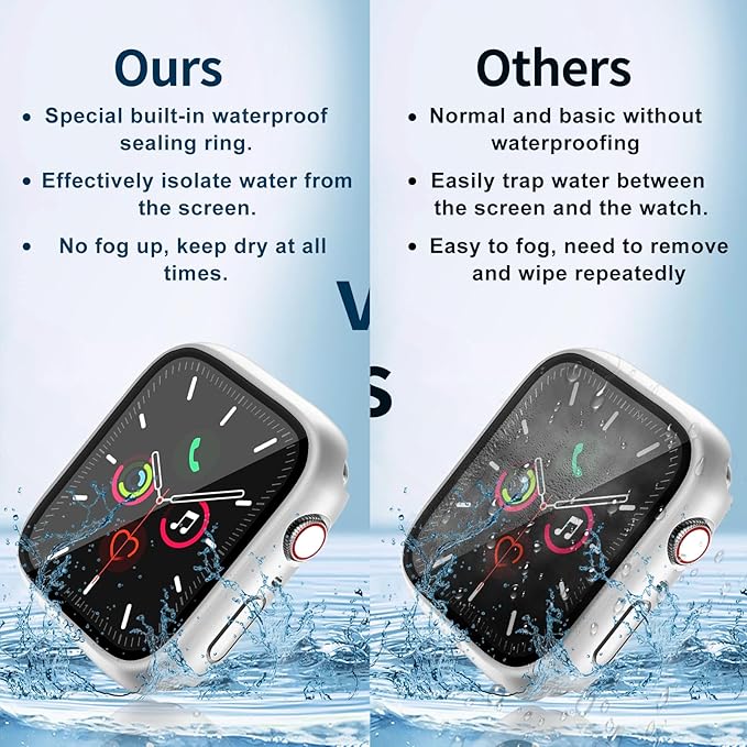 Waterproof Case for Apple Watch Series SE 3/SE 2/SE/Series 4 5 6 44mm Built-in Tempered Glass Screen Protector,[Slim Guard PC Bumper] [Touch Sensitive] Full Protective Face Cover Compatible iWatch - Image 5