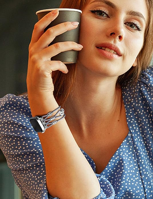 Newlibery Beaded Bracelet Compatible with Apple Watch Band 41mm 38mm 44mm 42mm 45mm 46mm 49mm Women Boho Braided Solo Loop Nylon Stretchy Dressy Strap for iWatch Serie11/10/9/8/7/6/5/4 SE 3/2/1 Ultra - Image 8