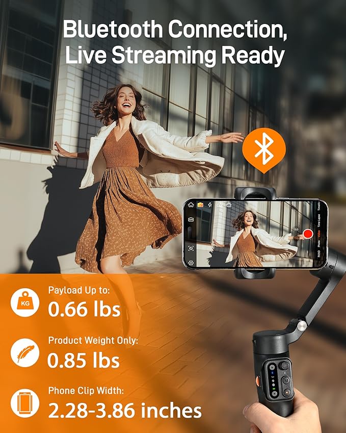 hohem iSteady X3 SE Plus Gimbal Stabilizer for iPhone, 3-Axis Phone Gimbal with Detachable Remote Control, Extendable Rod, 11-Hour Battery, Portable Foldable Stabilizer for Video Recording - Image 9