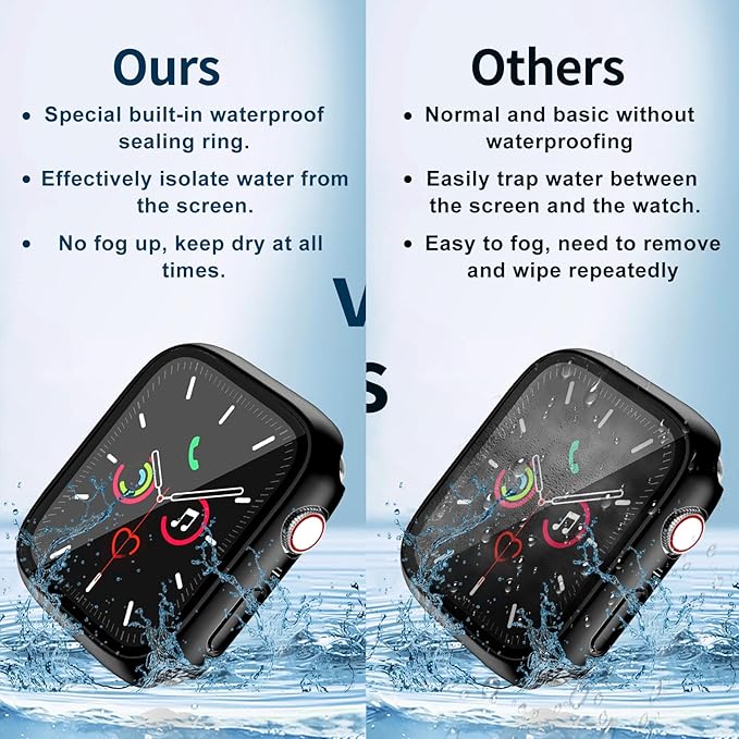 Waterproof Case for Apple Watch Series 9 Series 7 8 45mm, Built-in Screen Protector with Tempered Glass [Touch Sensitive] Cover for iWatch S9/S8/S7 Accessories 45mm, Black - Image 5