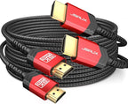 JSAUX 10K HDMI Cables 2.1 10FT 2-Pack 48Gbps 8K@60Hz 4K Ultra High Speed Cords(7680x4320, 4K@120Hz) eARC HDR10 HDCP 2.2 & 2.3 3D, Compatible with PS5/PS4/X-Box/Roku TV/HDTV/Blu-ray/LG by JSAUX