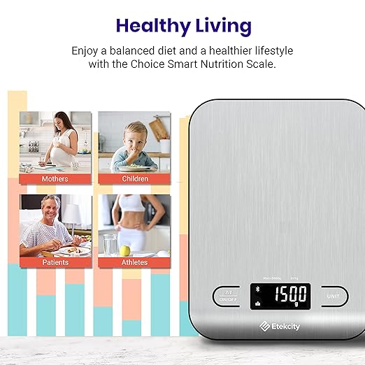 Etekcity Food Nutrition Kitchen Scale, Digital Grams and Ounces for Weight Loss, Baking, Cooking, Keto and Meal Prep, Large, 304 Stainless Steel - Image 7