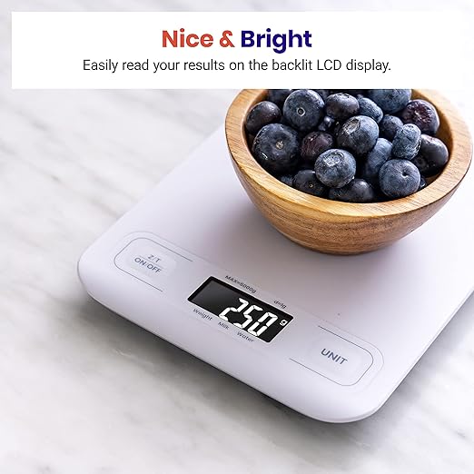 Etekcity Food Kitchen Scale, Digital Grams and Ounces for Weight Loss, Baking, Cooking, Keto and Meal Prep, LCD Display, Medium, White - Image 5