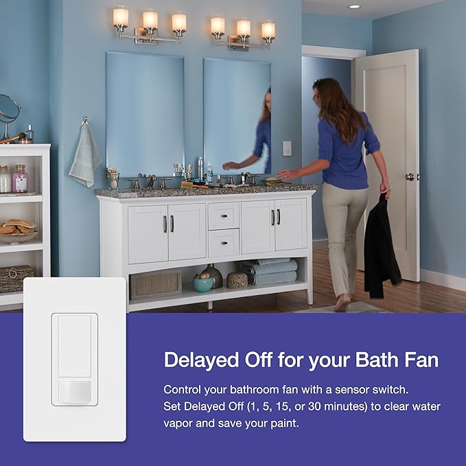 Lutron Maestro Motion Sensor Light Switch Indoor for Bathroom, Garage, Laundry Room, Any Bulbs, Occupancy Vacancy Sensor, Single-Pole, MS-OPS2-BR, Brown - Image 9