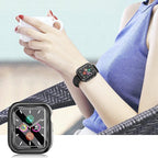 HANKN 6 Pack for Apple Watch Series 6 5 4 SE 44mm Tempered Glass Screen Protector Hard Case, Full Protective Matte Cover Shockproof Bumper (Black+Silver+Green+Red+Rose Gold+Clear, 44mm) - Image 7