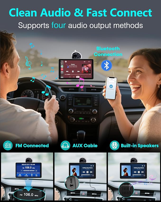 Thybro Portable Apple Carplay with Backup Camera: Plug-Play 15-Mins DIY Installation Carplay Screen - Compatible with 99% of Older Cars Upgraded - Wireless Seamless Connection for Apple/Android Auto - Image 7