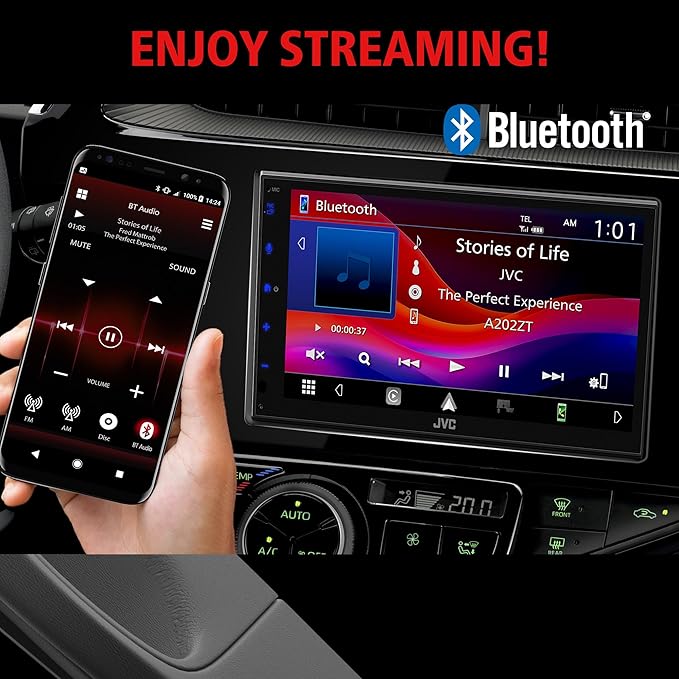 JVC KW-M595BT Digital Car Stereo (50W x 6-Ch), Apple CarPlay & Android Auto Compatible, Bluetooth-Enabled Head Unit with 6.8" LCD Display, Single DIN Touchscreen Car Stereo with USB Mirroring - Image 3