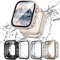 4 Pack Compatible with Apple Watch Waterproof Case 42mm Series 10 with Tempered Glass Screen Protector, 2 in 1 Full Coverage Bumper Protective Cover for iWatch Accessories 42 mm by Kawoco