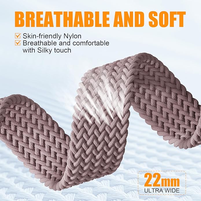 Magnetic Braided Stretchy Loop - Compatible with Apple Watch Band 42mm 46mm 40mm 41mm 44mm 45mm 38mm Ultra 3/2 49mm Women Men,Elastic Woven Fabric Nylon Strap for iWatch 11 10 9 8 7 6 5 4 3 SE Ultra - Image 3