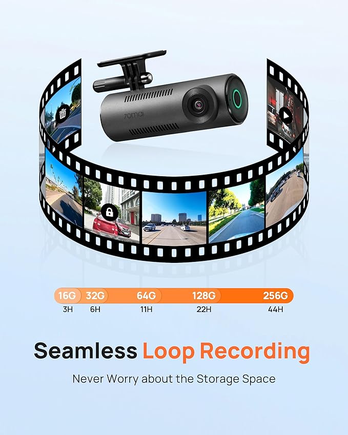 70mai Dash Cam M310, Dash Camera for Cars 1296P QHD, Smart Dash Cam Front Built in WiFi, 130° Wide-Angle FOV, WDR, Night Vision, iOS/Android Mobile App, Loop Recording, Parking Monitor, Time-Lapse - Image 7