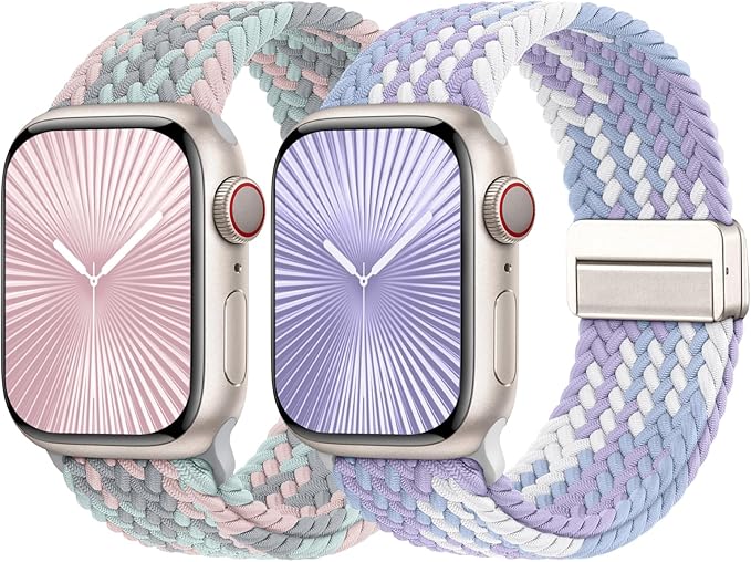 Braided Stretchy Bands with Magnetic Clasp Compatible for Apple Watch Band 38mm 40mm 41mm 42mm 44mm 45mm 46mm 49mm Women Men, Nylon Sport Solo Loop for iWatch Series 11 10 9 8 7 6 5 4 3 Ultra 3 2 1 SE by Butifacion