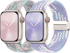 Braided Stretchy Bands with Magnetic Clasp Compatible for Apple Watch Band 38mm 40mm 41mm 42mm 44mm 45mm 46mm 49mm Women Men, Nylon Sport Solo Loop for iWatch Series 11 10 9 8 7 6 5 4 3 Ultra 3 2 1 SE by Butifacion