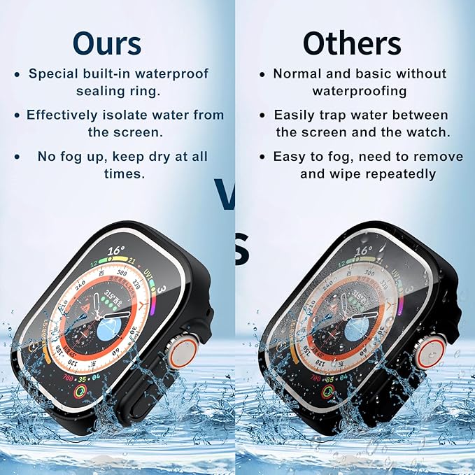 Waterproof Case for Apple Watch Ultra/Ultra 2 & 3 49mm,Built-in Tempered Glass Screen Protector,[Slim Guard PC Bumper] [Touch Sensitive] Full Protective Face Cover Compatible iWatch Accessories - Image 5