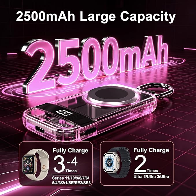 5W Fast Portable Charger for Apple Watch, 2500mAh iWatch Charger for Apple Watch Series 11 1-10/Ultra 3 1-2/SE 3 1-2, Mothers Gifts for Mom from Son Daughter (Pink-Mom) - Image 6